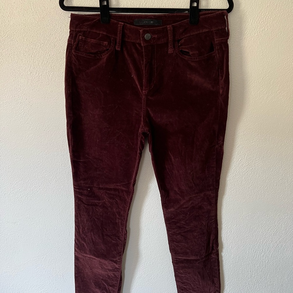 Joe’s Jeans, The Icon, in burgundy velvet